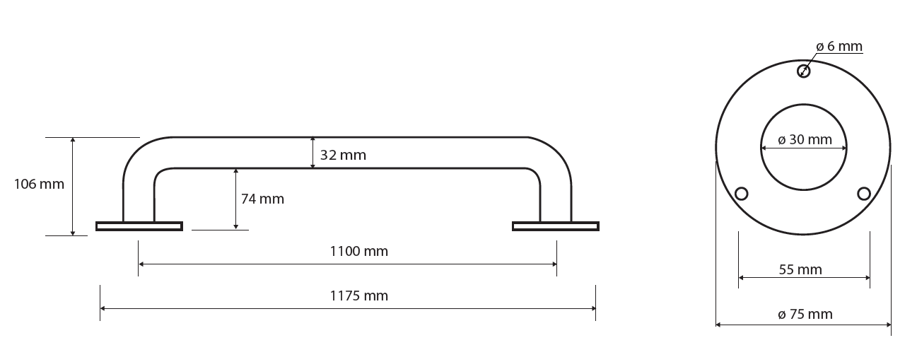 Pevné madlo - 1100mm - bílý komaxit