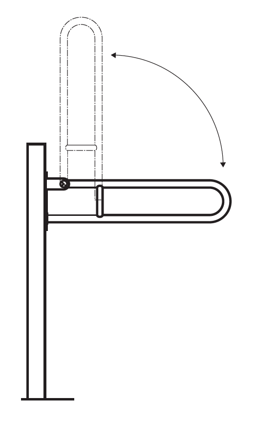 Sklopné madlo ve tvaru U ukotvené do země - 813mm - nerez